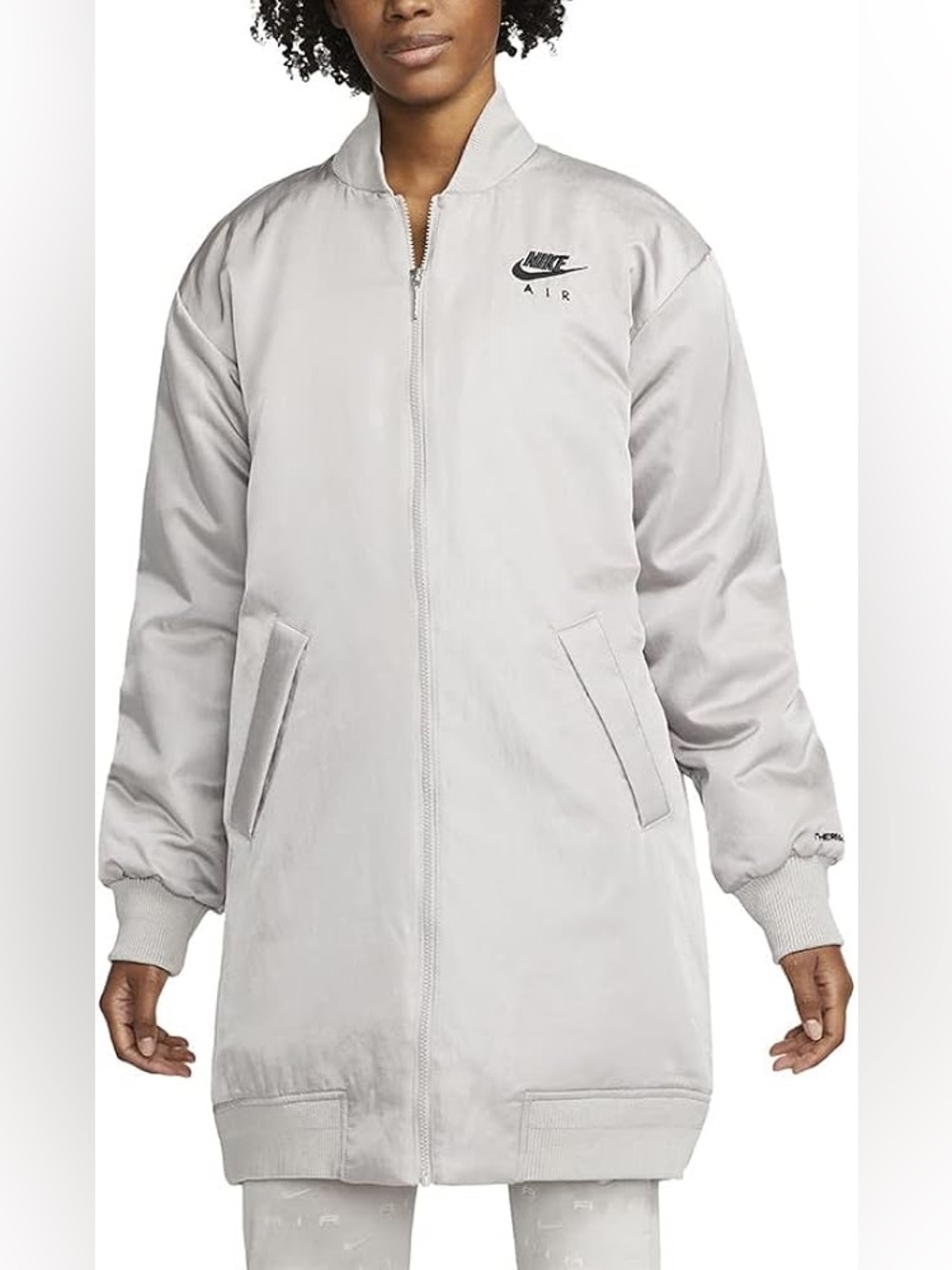 Nike Women's Light Gray Satin Bomber Jacket
